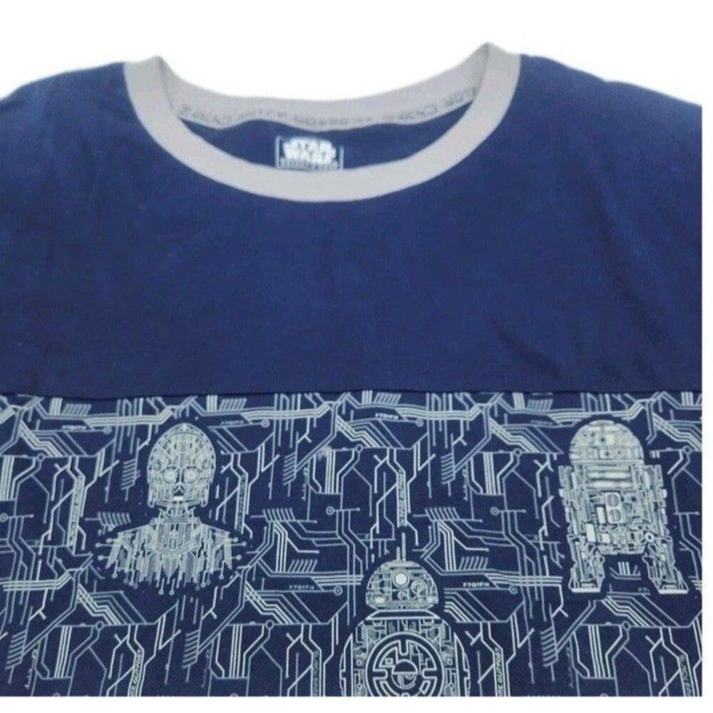 Disney Star Wars Droid Shirt Galaxy’s Edge Droid Depot Mens L Grey And Blue